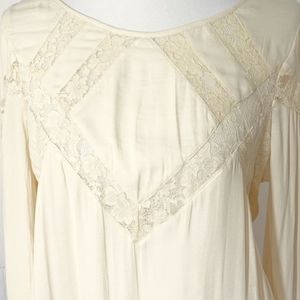 Free People Cream Peasant Boho Womens Blouse